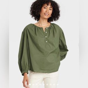 Universal Thread Olive Green Cotton Long Sleeve Top
